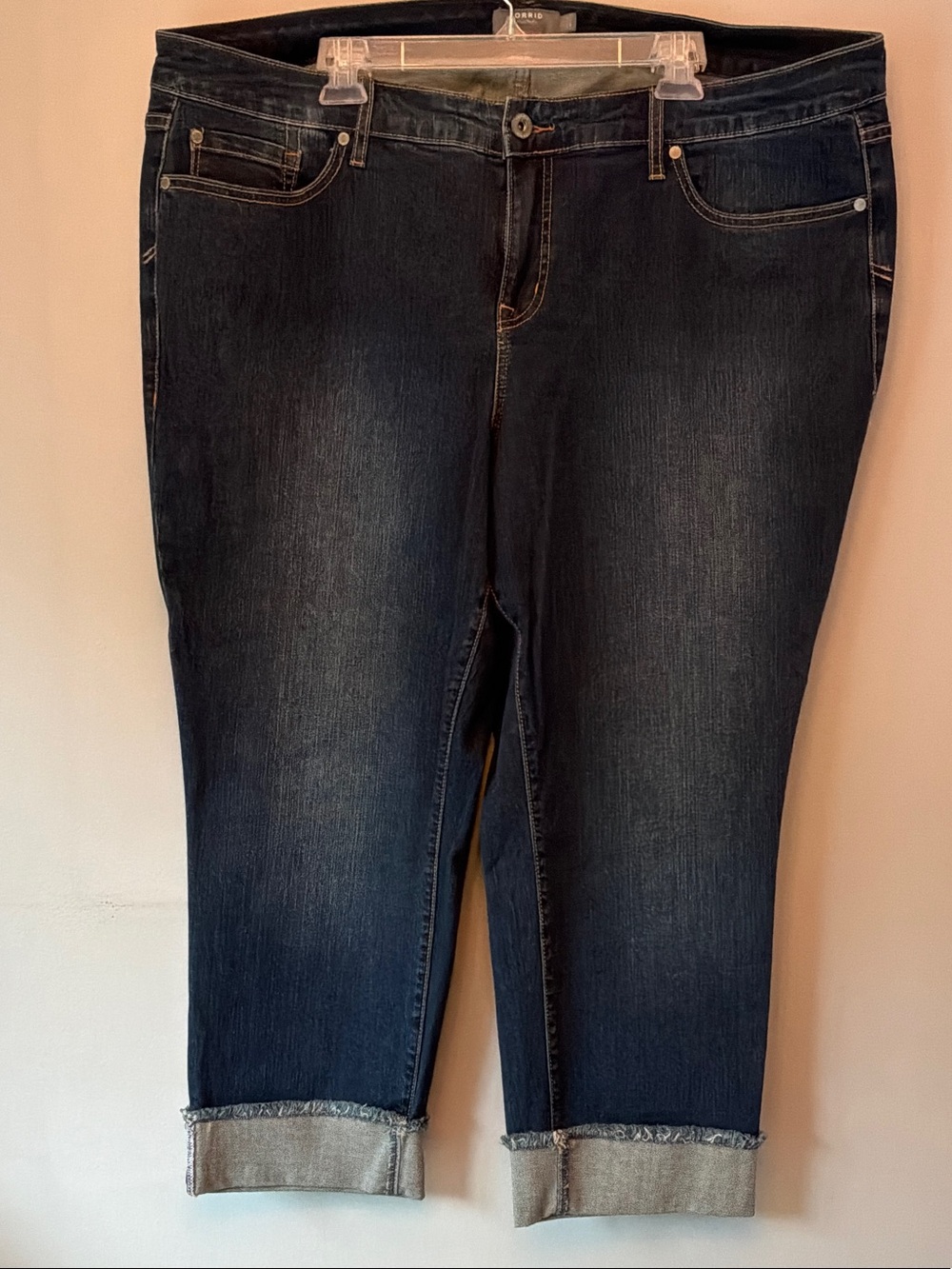 torrid Dark Indigo Boyfriend Crop Vintage Stretch w/Rolled Cuff - size 22